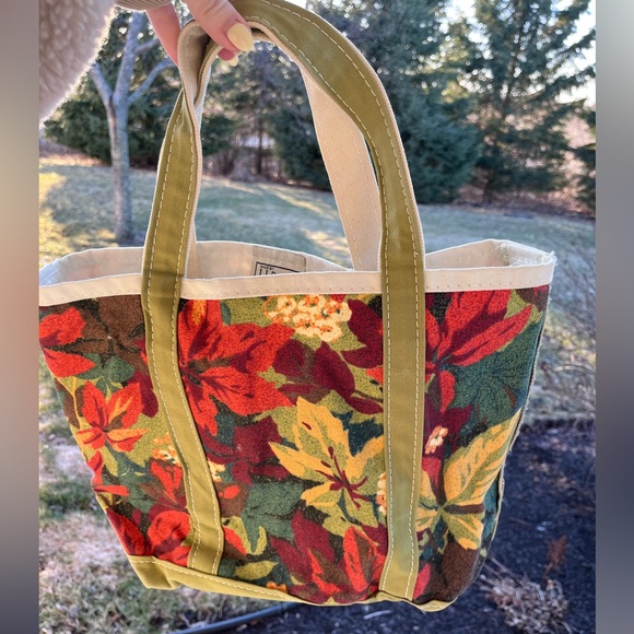 Vintage 90s LLbean boat and tote foliage floral leaves made in USA purse bag - Picture 12 of 15